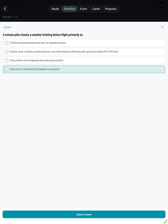 107 Ready practice question screen